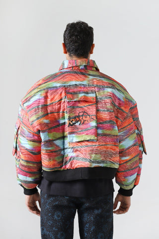 "WAVES OF LOVE" QUILTED BOMBER