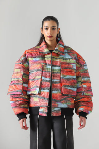 "WAVES OF LOVE" QUILTED BOMBER