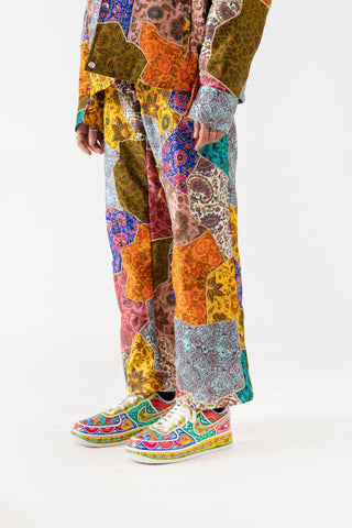 BLOCKPRINTED PATCHWORK SATIN TROUSERS - Rastah